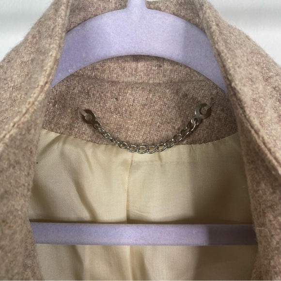 VINTAGE Wool Blend Double Breasted Beige Coat - Picture 12 of 14